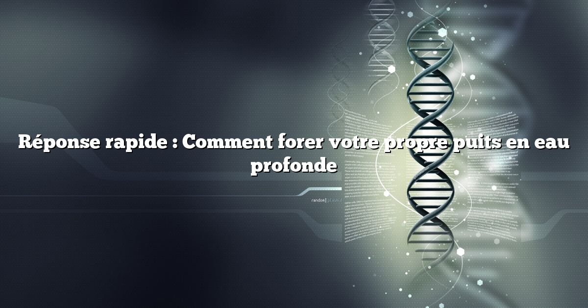 Réponse rapide : Comment forer votre propre puits en eau profonde